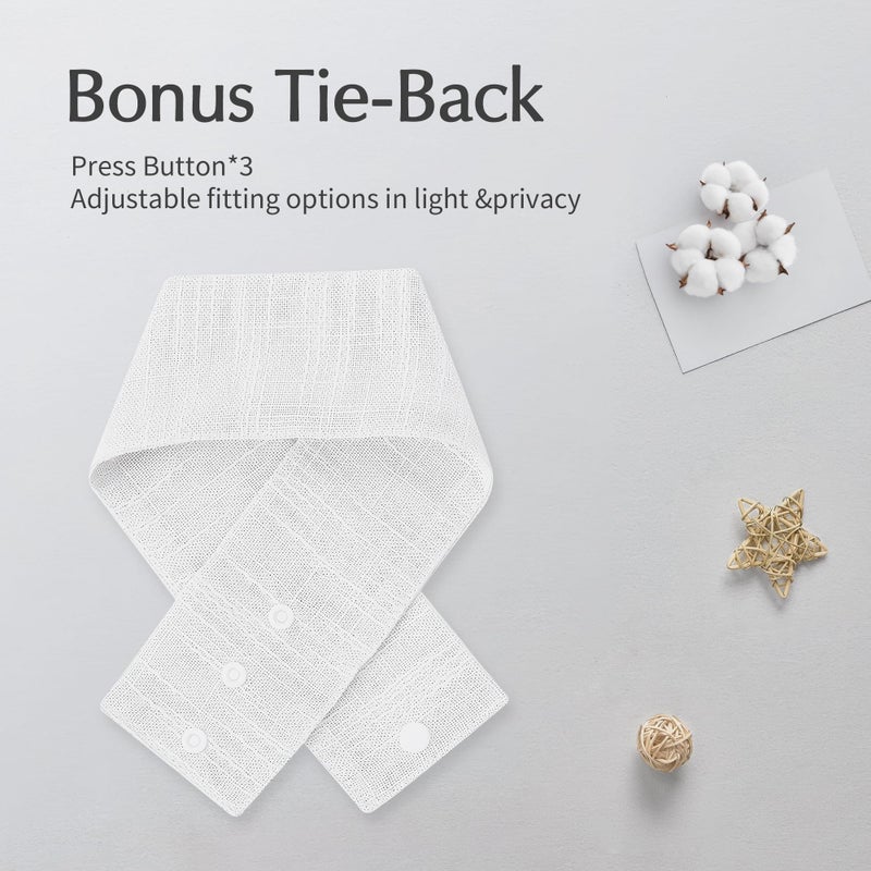 FMFUNCTEX Sheer Linen French Door Curtains - White, 72 Inches Long, Linen Textured Front, Solid Privacy, Sliding Door Curtain Set With Tiebacks, 50 Inches Wide, 1 Panel - Image 5